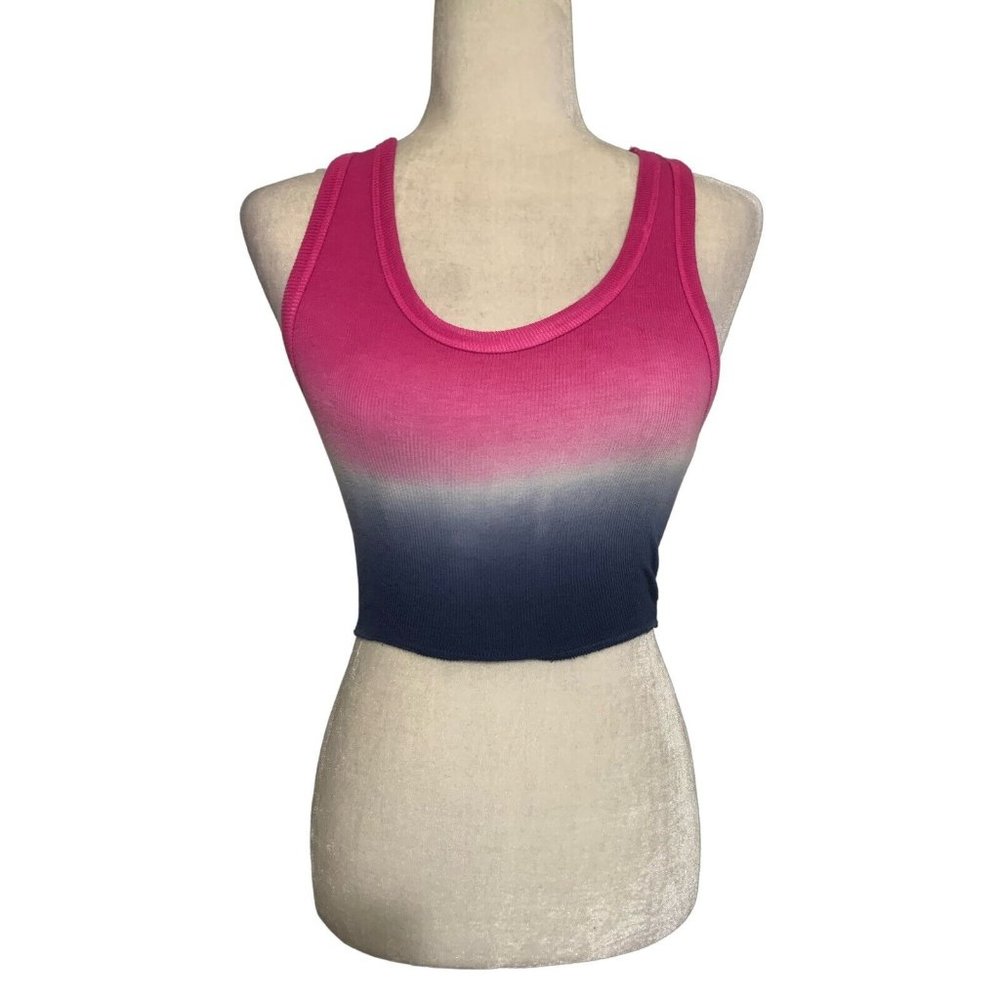 Katie j nyc girls pink white blue tie dye crop tank top large